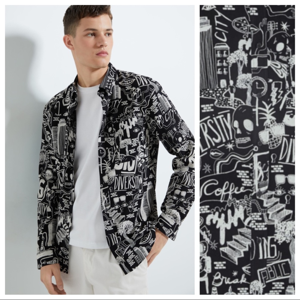 NWT. Zara Man Abstract Print Shirt. Size XL.